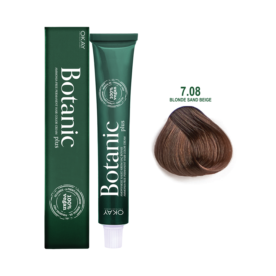 Botanic Plus Ammonia Free Permanent Hair Color Cream Blonde Sand Beige – 7.08