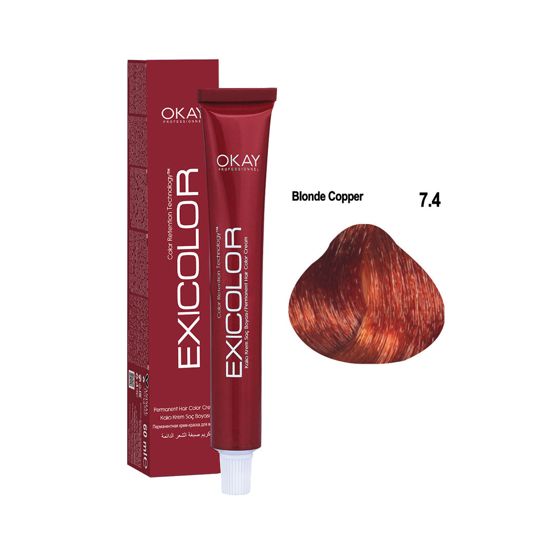 Exicolor Permanent Hair Color Cream Blonde Copper – 7.4