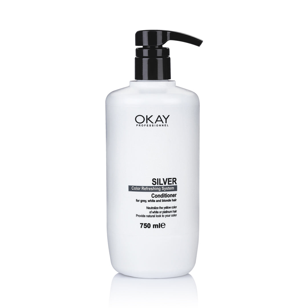OKAY Professionnel Silver Conditioner – Anti-Yellow Toner for Grey, White & Blonde Hair - 750ml
