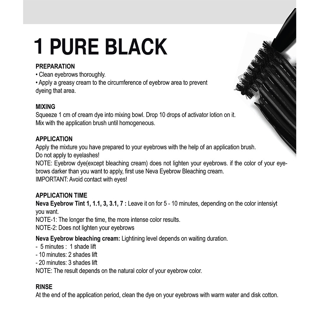 Neva Professional Eyebrow Tint 1.0 – Pure Black | Natural-Looking, Long-Lasting Brow Color
