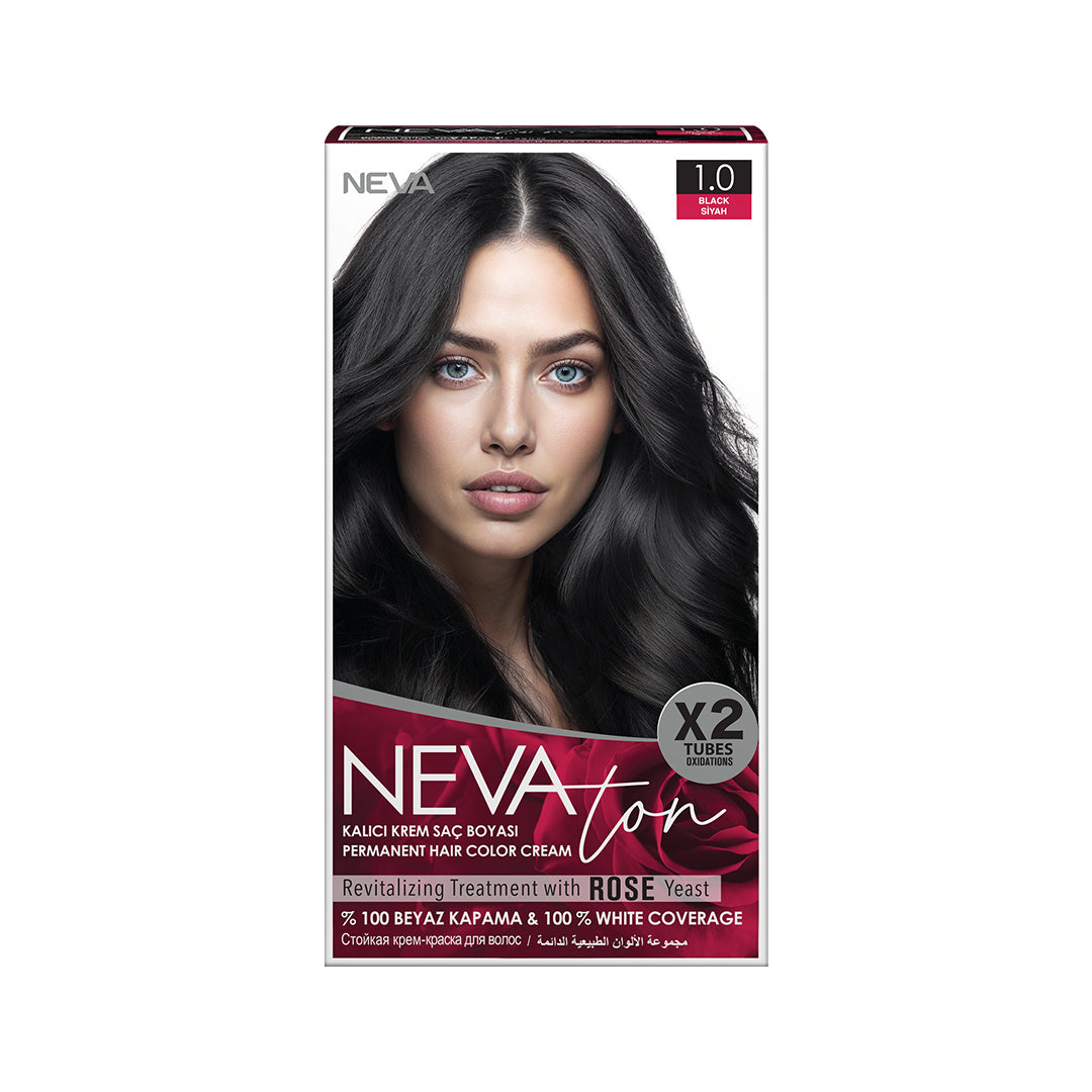 NEVATON Permanent Hair Color 1.0 Black | 100% Gray Coverage