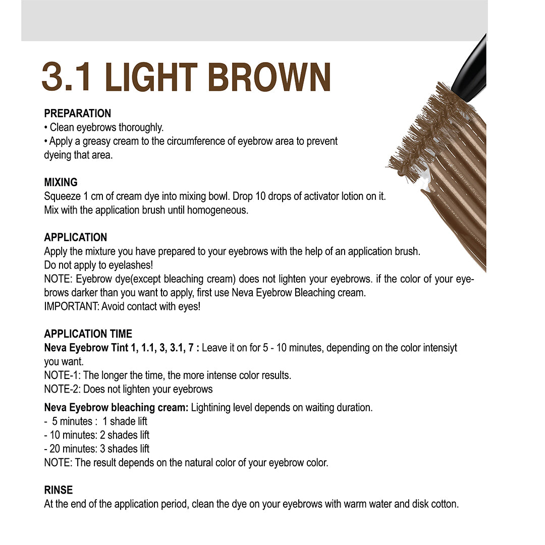 Neva Professional Eyebrow Tint 3.1 – Light Brown | Natural-Looking, Long-Lasting Brow Color
