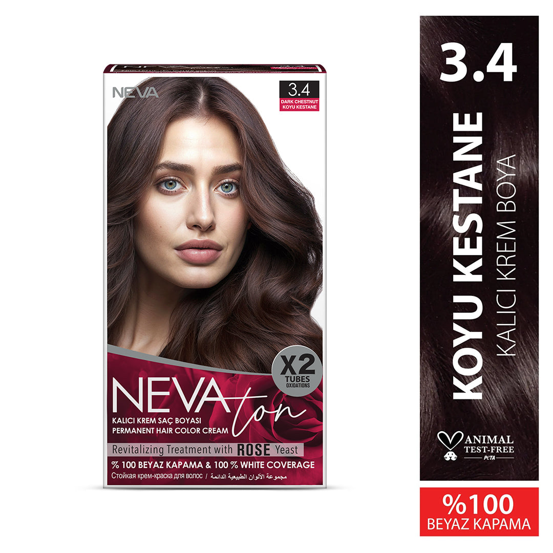 NEVATON Permanent Color 3.4 Dark Chestnut | 100% Gray Coverage