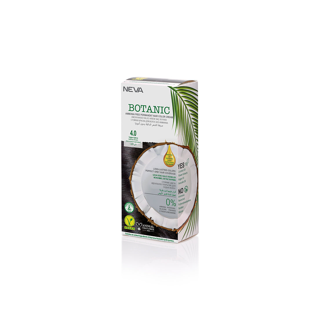 NEVA Botanic Ammonia-Free Permanent Hair Color Cream | Intense Brown - 4.0 Gray Coverage