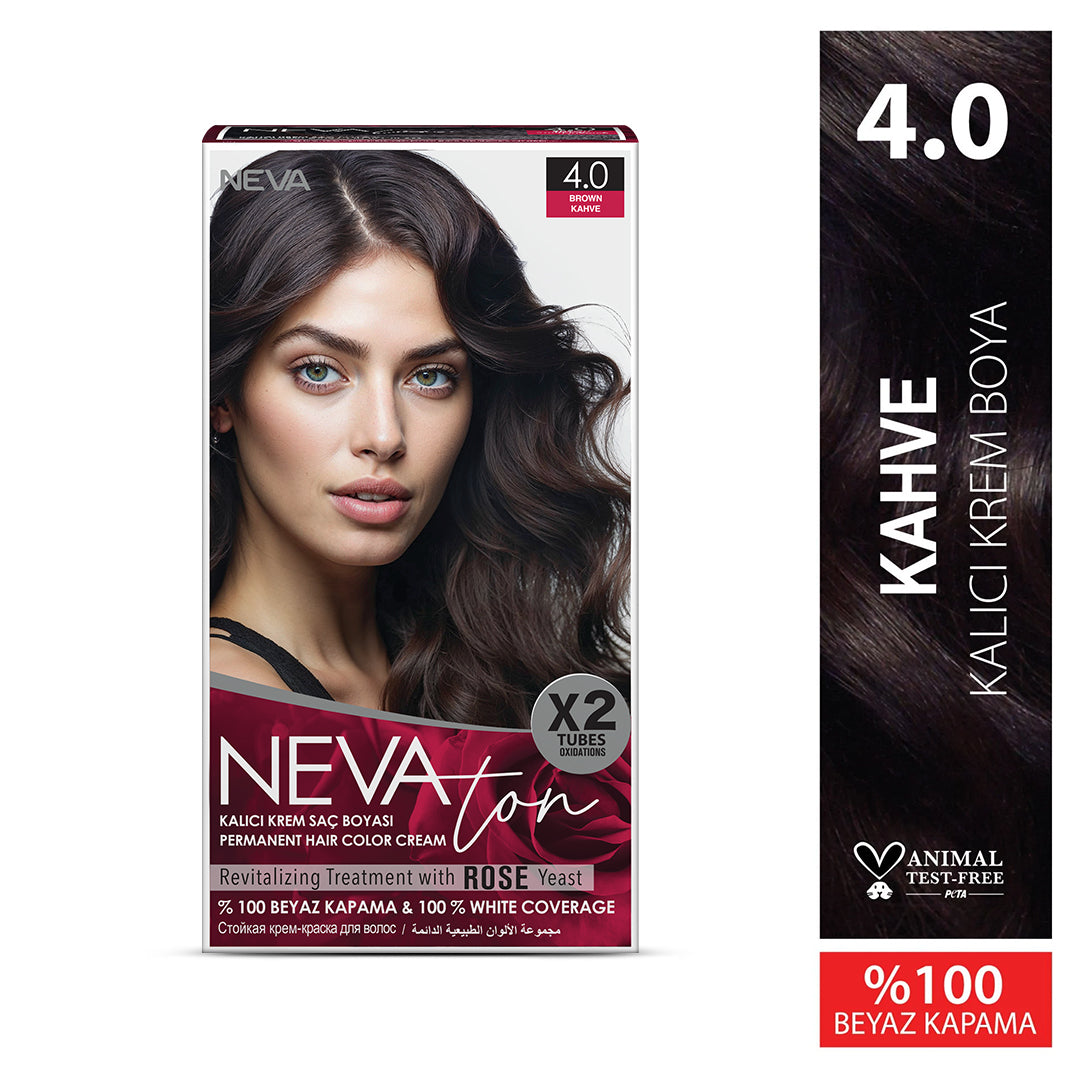 NEVATON Permanent Hair Color 4.0 Brown | 100% Gray Coverage
