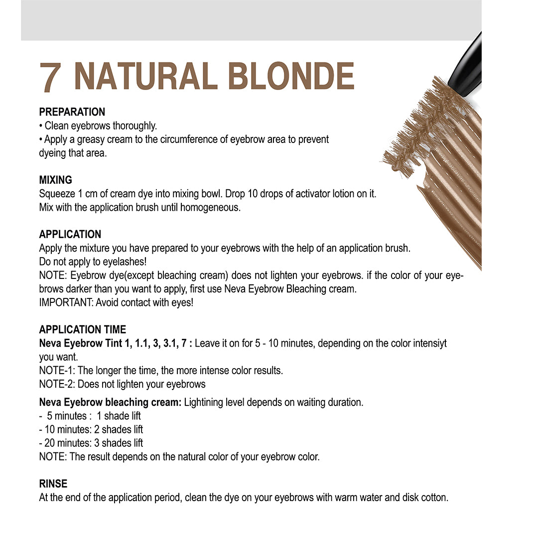 Neva Professional Eyebrow Tint 7 – Natural Blonde | Long-Lasting, Natural Brow Color