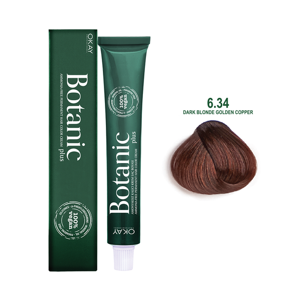 Botanic Plus Ammonia Free Permanent Hair Color Cream Dark Blonde Golden Copper – 6.34