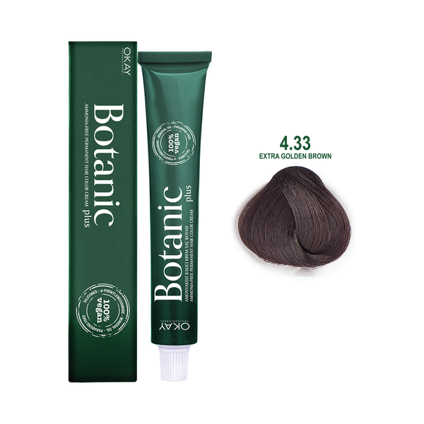 Botanic Plus Ammonia Free Permanent Hair Color Cream Extra Golden Brown – 4.33 