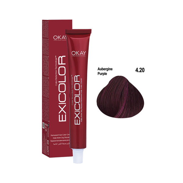 Exicolor Permanent Hair Color Cream Aubergine Purple – 4.20