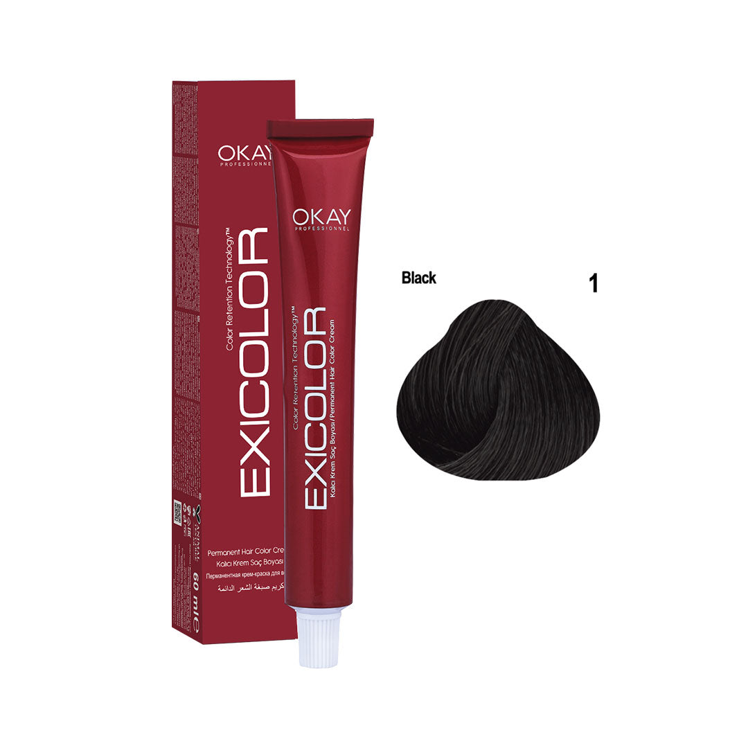 Exicolor Permanent Hair Color Cream Black – 1 