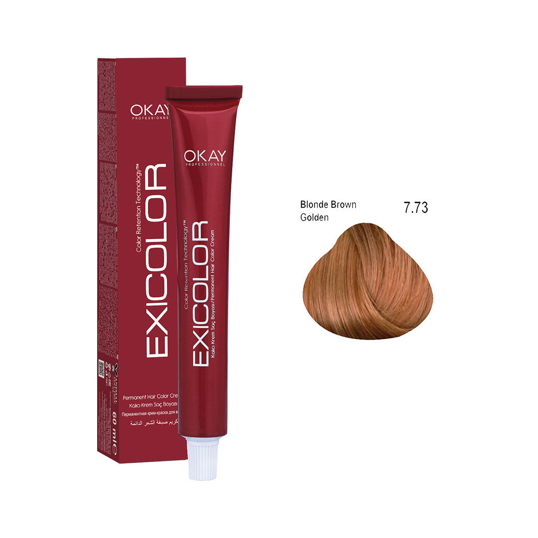 Exicolor Permanent Hair Color Cream Blonde Brown Golden – 7.73