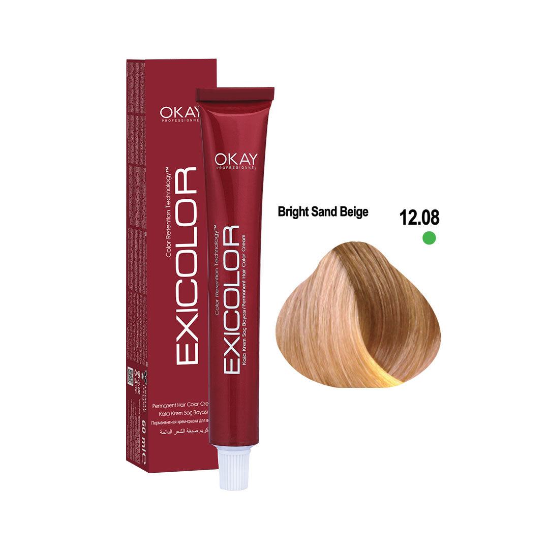 Exicolor Permanent Hair Color Cream Bright Sand Beige – 12.08