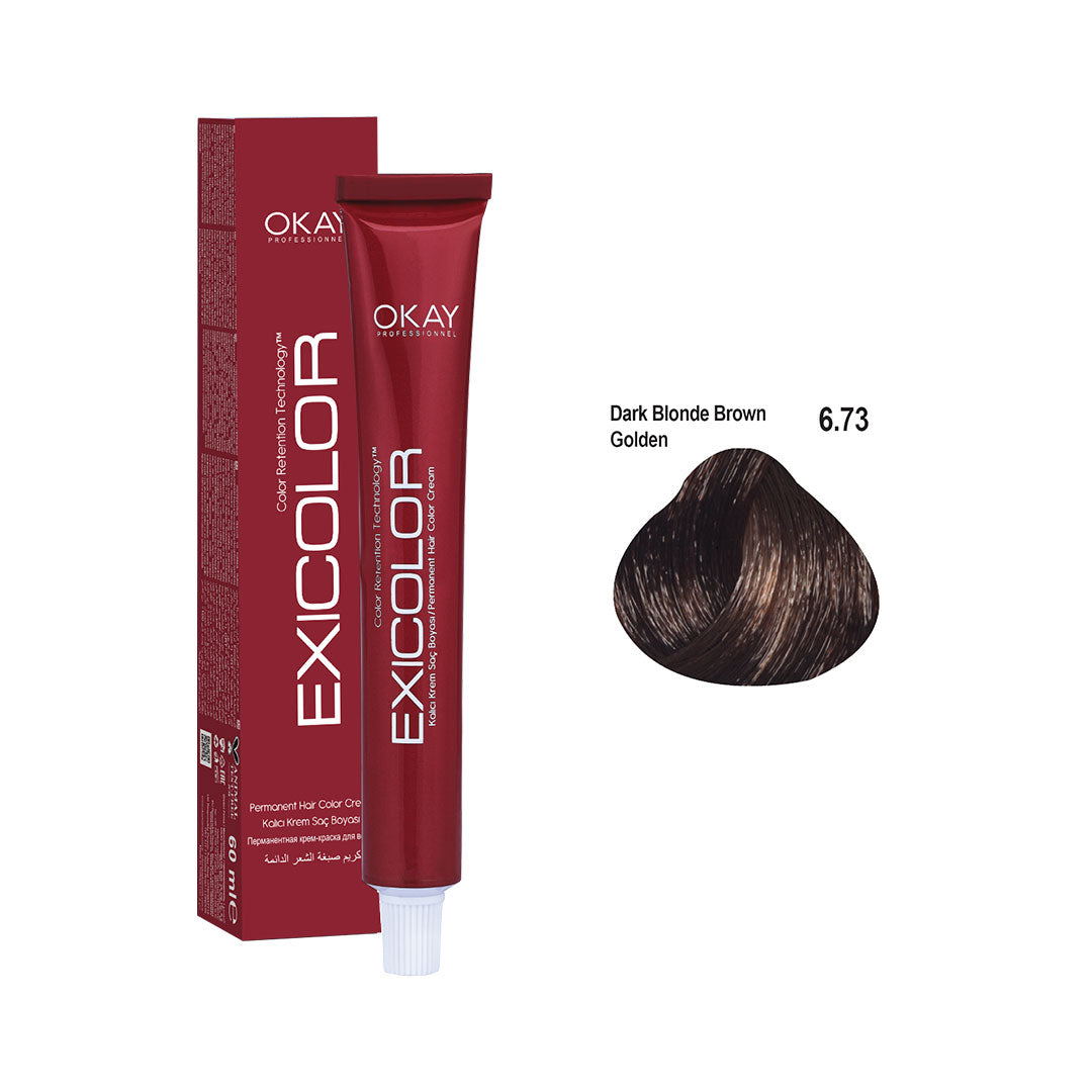 Exicolor Permanent Hair Color Cream Dark Blonde Brown Golden – 6.73 