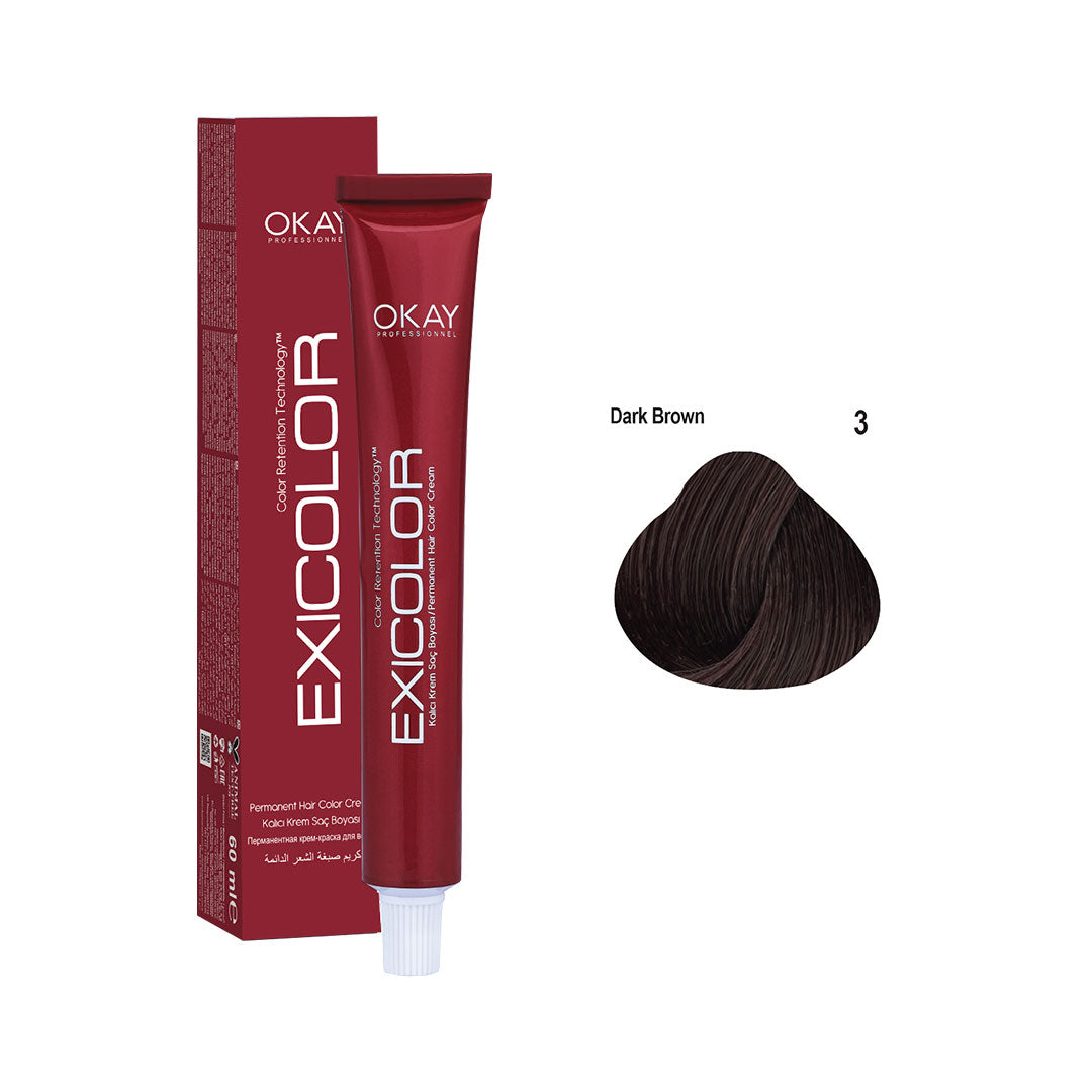 Exicolor Permanent Hair Color Cream Dark Brown – 3