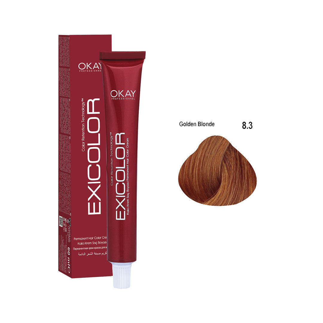 Exicolor Permanent Hair Color Cream Golden Blonde – 8.3