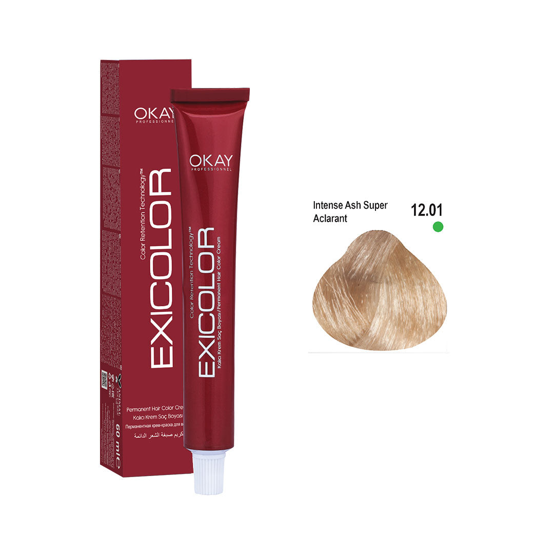 Exicolor Permanent Hair Color Cream Intense Ash Super Aclarant – 12.01