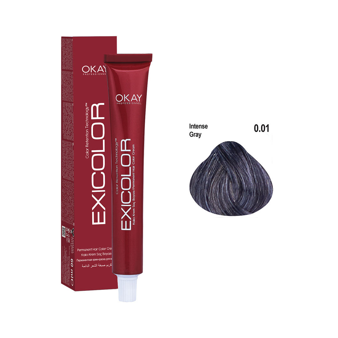 Exicolor Permanent Hair Color Cream Intense Grey – 0.01 