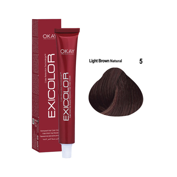 Exicolor Permanent Hair Color Cream Light Brown Natural – 5.0N