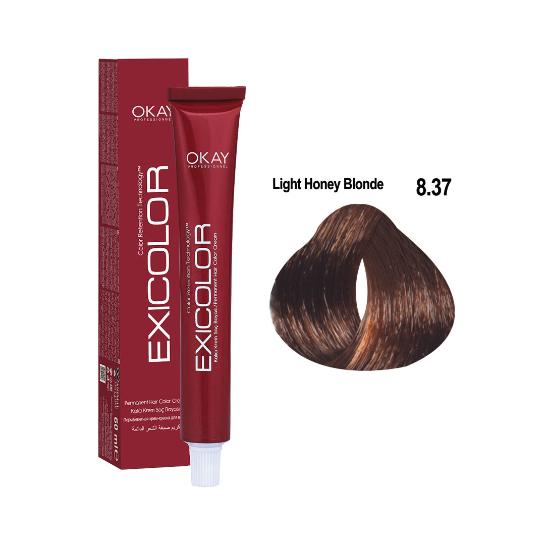 Exicolor Permanent Hair Color Cream Light Honey Blonde – 8.37