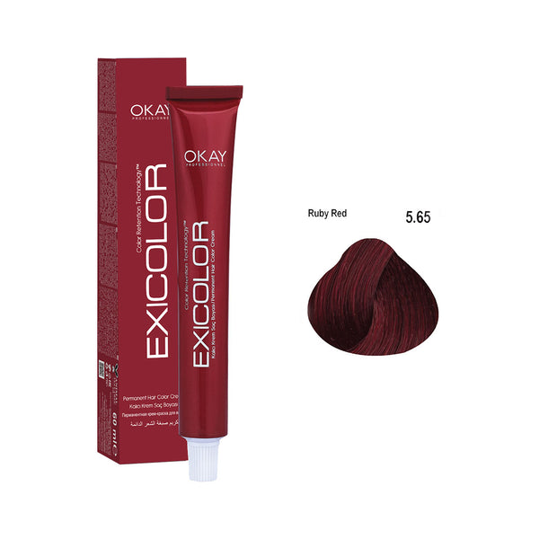 Exicolor Permanent Hair Color Cream Ruby Red - 5.65 (60ml) | Professional Salon Formula