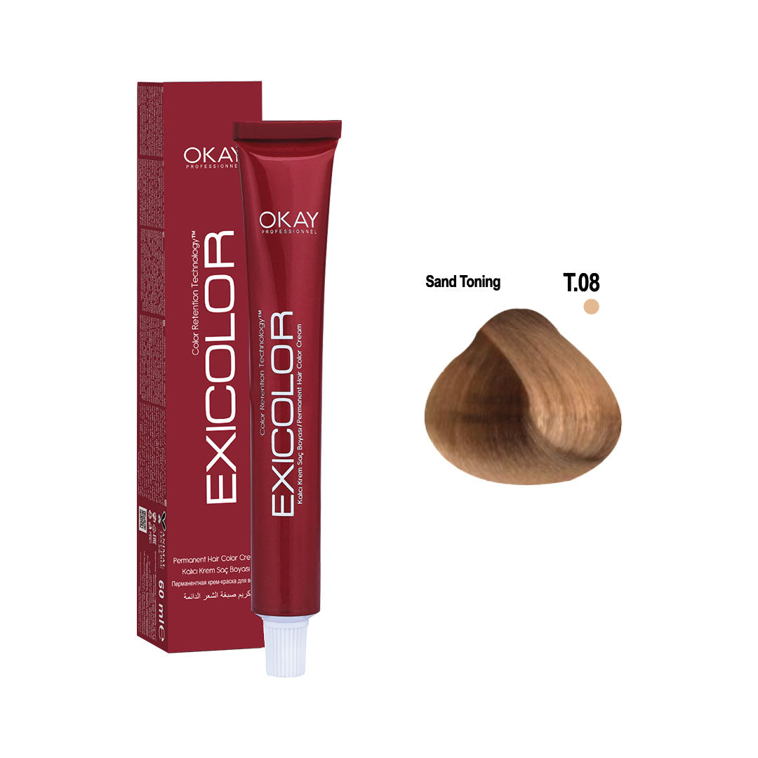Exicolor Permanent Hair Color Cream Sand Toning – T.08