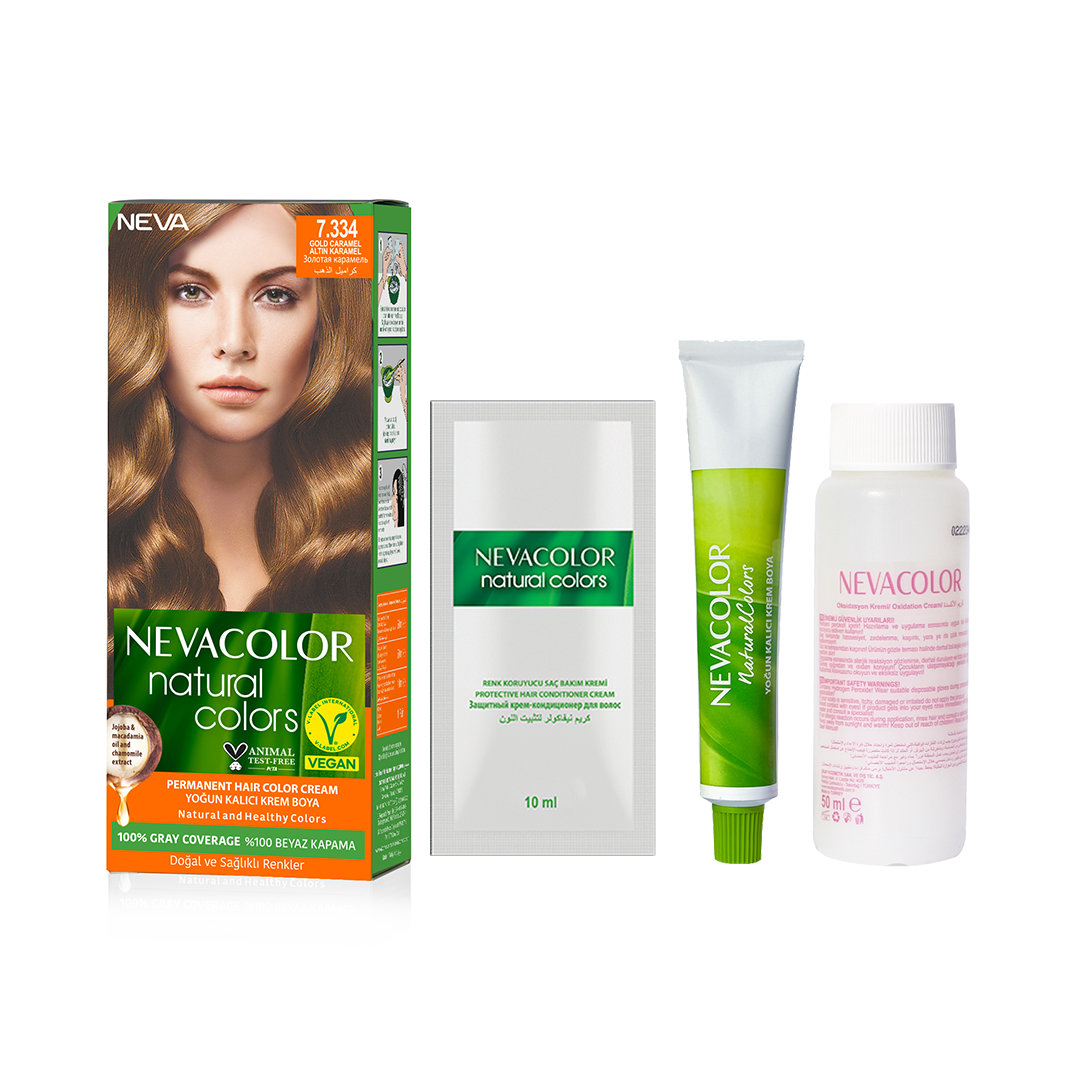 Nevacolor Natural  Hair Color Cream Set	7.334 - Golden Caramel-2